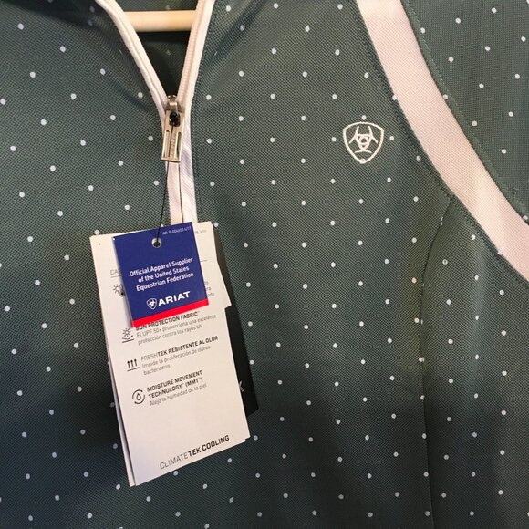 Ariat TEK Sunstopper 3.0 1/4 Zip Top Green/White - Picture 3 of 9